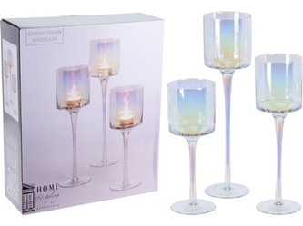 svícen sklenice na nožce sada 3díl. (25,30,35cm)