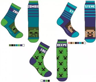 SADA 3 KS PONOŽKY MINECRAFT - velikost 31-34