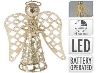 dekorace 10LED ANDĚL 15cm s časovačem ZLA