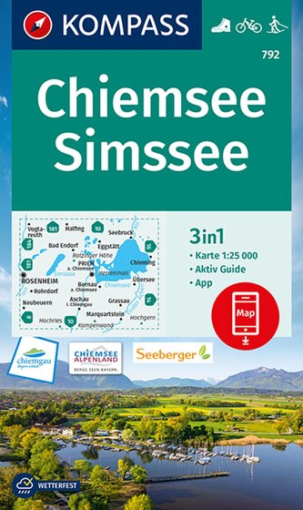 KOMPASS Wanderkarte Chiemsee, Simssee 1:25 000