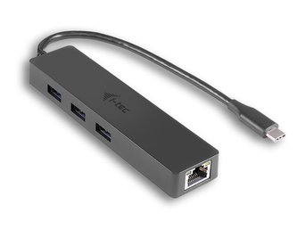 i-tec USB Slim HUB/ 3 porty s Gigabyte Ethernet/ na USB 3.1 Type C/ kompatibilní s Thunderbolt 3/ černý