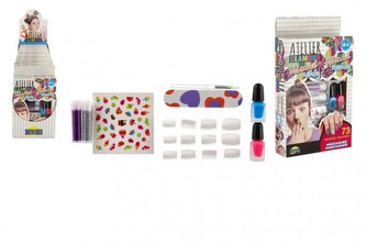 Bláznivé nehty plast/barvy sada na nehty 73ks v krabičce 12x21x3,5cm 12ks v boxu