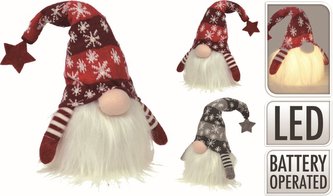 Dekorace skřítek 45 cm s LED osvětlením textilní