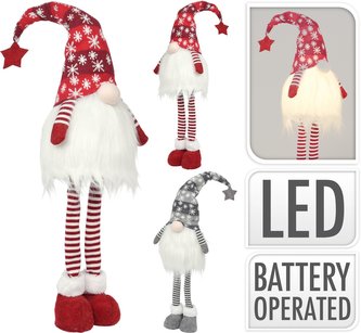 Dekorace skřítek 90 cm s LED osvětlením textilní