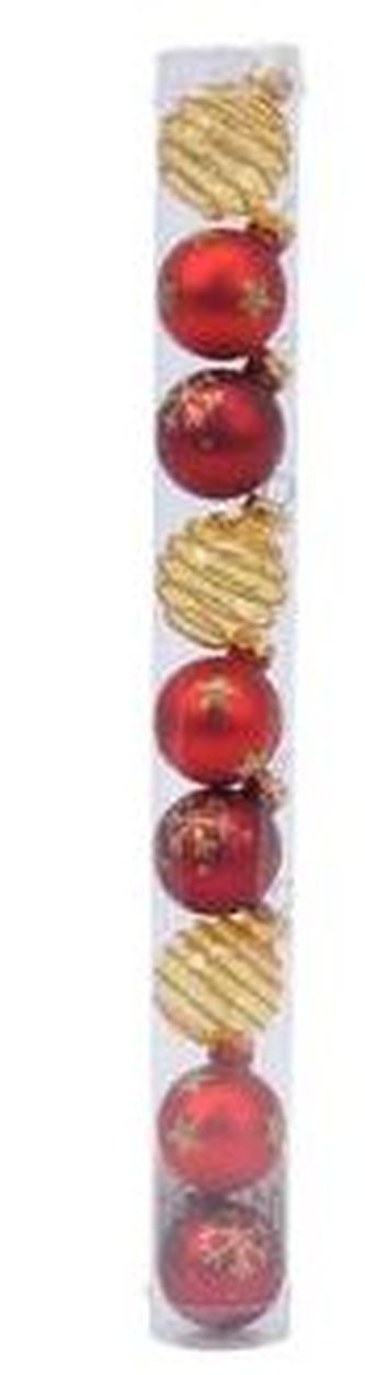 Ozdoba vánoční koule 9 ks / 3 cm červenozlaté sklo