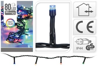 Světla vánoční 80 LED barevné, 6 m