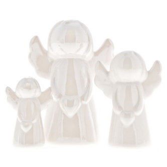 Anděl se srdcem v ručkách perleťově bílý 11,5 cm