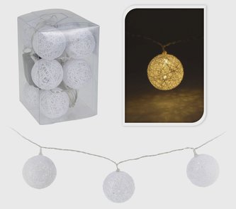 Světla vánoční 10 LED žárovek bílá dekorační koule