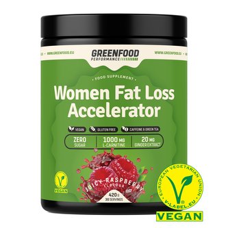 GreenFood nutrition - Performance women fat loos accelerator 420g - Malinový juice GreenFood nutrition - Performance women fat loos accelerator 420g - Malinový juice