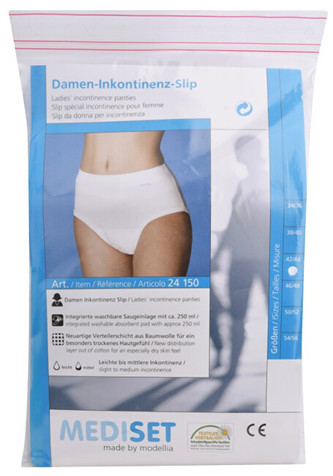 Mediset Inkontinenční dámské kalhotky se širokým měkkým pasem ingerovanou velkou sací vložkou z mikrofáze 42/44