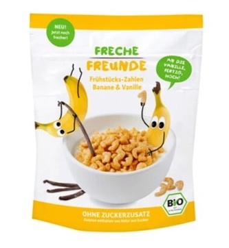 Freche Freunde BIO Cereálie - křupavá čísla - Banán a vanilka 125 g