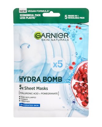 Garnier Superhydratační vyplňující textilní maska s výtažkem z granátového jablka Hydra Bomb (Sheet Masks) 5 ks woman