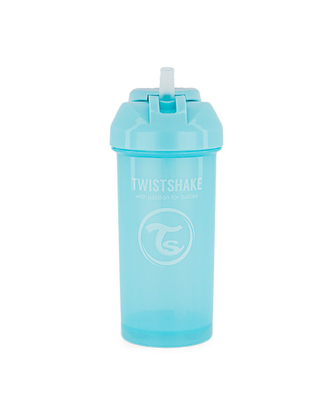 TWISTSHAKE Netekoucí lahev s brčkem 6m+ 360 ml pastelově modrá