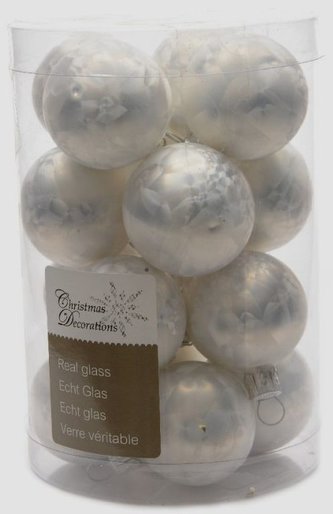 Ozdoba Vánoční kuličky 3,5 cm / 16 ks mrazolák bílý