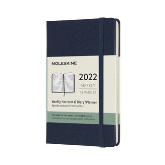 Moleskine Horizontální týdenní diář 2022 tvrdý modrý S