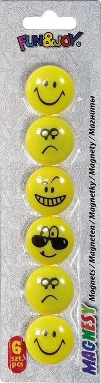 Magnesy do tablic 29mm 6szt emotikony Magnesy do tablic 29mm 6szt emotikony