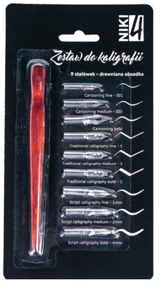 Zestaw do kaligrafii 9 stalówek + drew. obsadka Zestaw do kaligrafii 9 stalówek + drew. obsadka