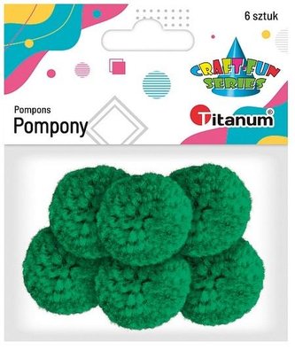 Pompony włóczkowe 3cm zielone 6szt.