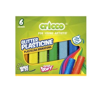 Plastelina 6 kolorów brokatowa CRICCO