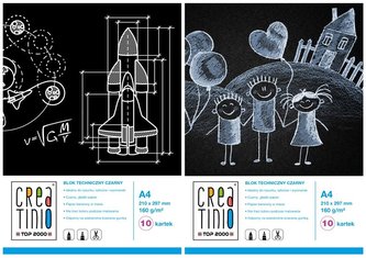 Blok techniczny czarny A4/10K Creatino (10szt)