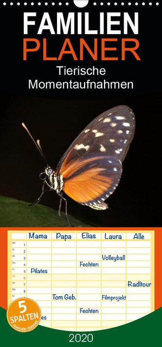 Tierische Momentaufnahmen - Familienplaner hoch (Wandkalender 2020 , 21 cm x 45 cm, hoch)