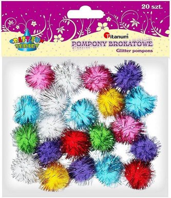 Pompony brokatowe 25mm mix 20szt.
