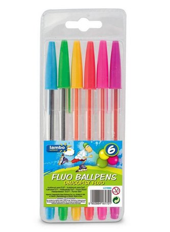 Długopisy fluorescencyjne 6 kolorów LAMBO