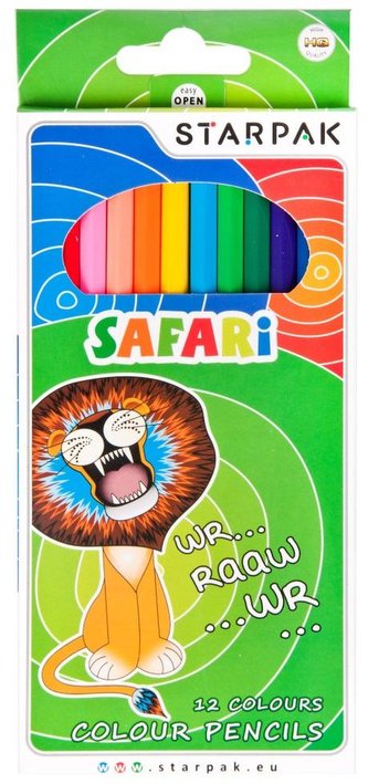 Kredki ołówkowe jumbo 12 kolorów Safari