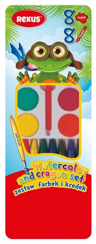 Farbki akwarelowe + kredki woskowe 8 kolorów