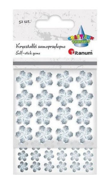 Kryształki samoprzylepne kwiatki srebrne 52szt