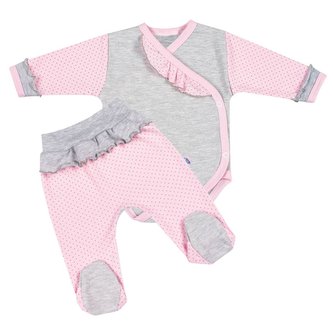 2-dílná kojenecká souprava New Baby Puntík II šedo-růžová - velikost 62 (3-6m)