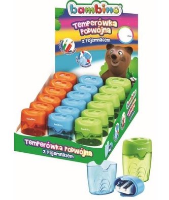 Temperówka podwójna z pojemnikiem (18szt) BAMBINO