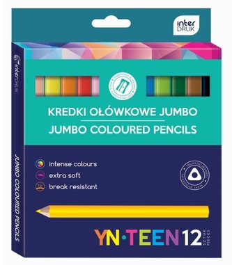 Kredki trójkątne Jumbo 12 kolorów YN NOSTER