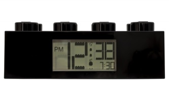 LEGO Brick - hodiny s budíkem, černé