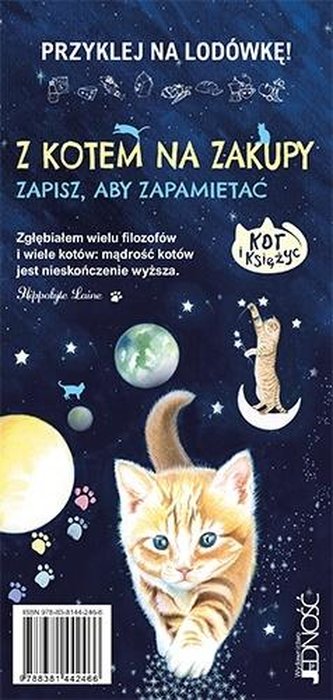 Z kotem na zakupy. Notes z magnesem na lodówkę