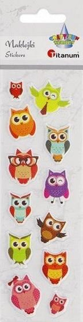 Naklejki wypukłe miękkie sowy 12szt