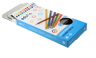 EDU3 Junior šestihranné pastelky, tuha 4 mm, 24 barev v kovové krabičce