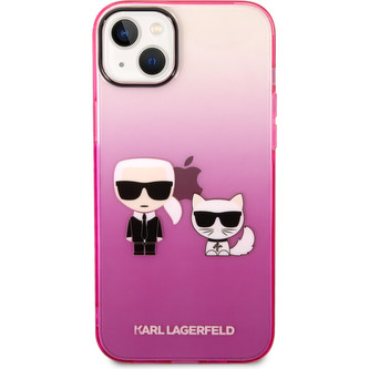 Karl Lagerfeld Gradient Karl and Choupette kryt iPhone 14 Plus růžový
