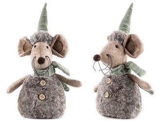 SANTA DEKORACE STOJÍCÍ ZELENÁ MYŠKA 27CM