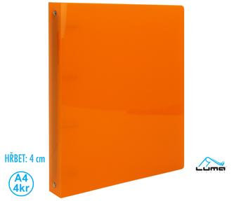 Pořadač LUMA A4/40mm 4 kroužkový oranžový