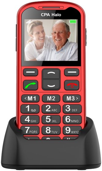 CPA Halo 19 Senior červený s nabíjecím stojánkem   2,2" barevný display/ FM rádio/ LTE