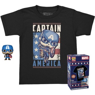 Funko pocket POP & Tee: Marvel - Captain America (velikost XL)