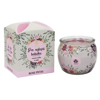ARÔME Svíčka 90 g, ve skle a flower boxu, Pro nejlepší babičku, Rose Petal