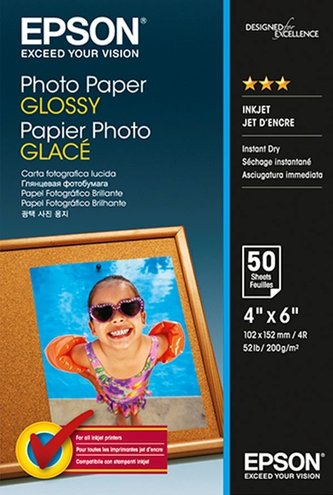 Epson Premium Glossy Photo Paper, foto papír, lesklý, bílý, 10x15cm, 200 g/m2, 50 ks, C13S042547, inkoustový