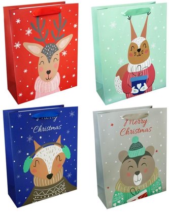 Torba prezentowa 26x32 Święta brokat mix