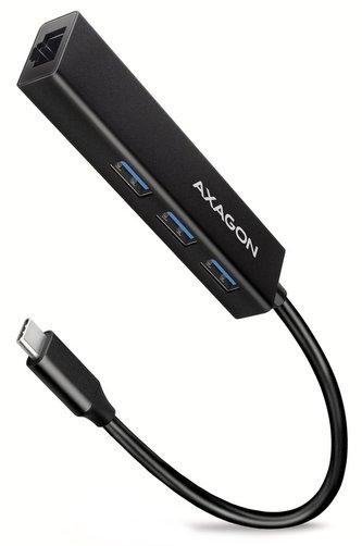 AXAGON hub USB-C / HMC-GL3A / USB 3.2 Gen1 / 3x USB-A / GLAN / kovové tělo / 0,2m