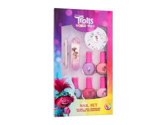 DreamWorks Trolls lak na nehty 5 x 5 ml + pilník na nehty + dřívko na nehtovou kůžičku + ozdoby na nehty