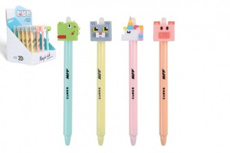 Kuličkové pero gumovací 0,5 plast modré 4 druhy