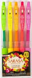 Sada gelových per "Sarasa Clip Neon", 5 neonových barev, 0,33 mm, stiskací, ZEBRA 69440