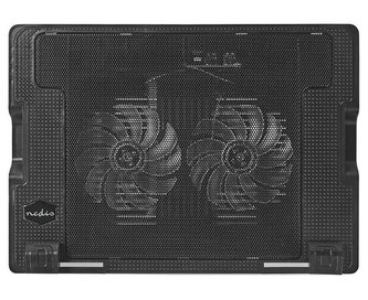 NEDIS stojan na notebook/ univerzální/ pro notebooky do 18"/ 2x ventilátor 140 mm/ USB/ plast-kov/ černý